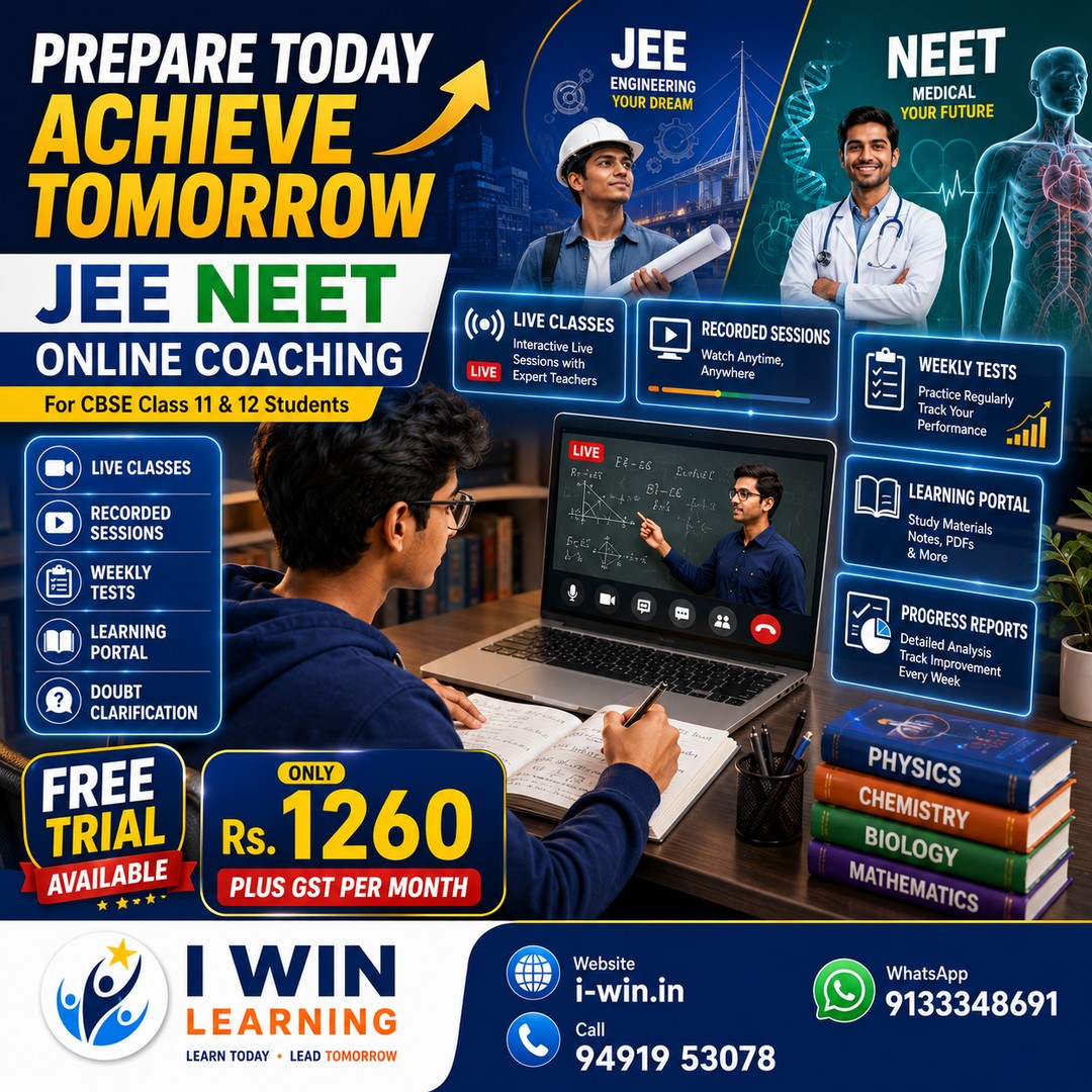JEE Mains, JEE Advanced, and NEET Online Coaching in Hyderabad for Class 11 and 12 CBSE Students
