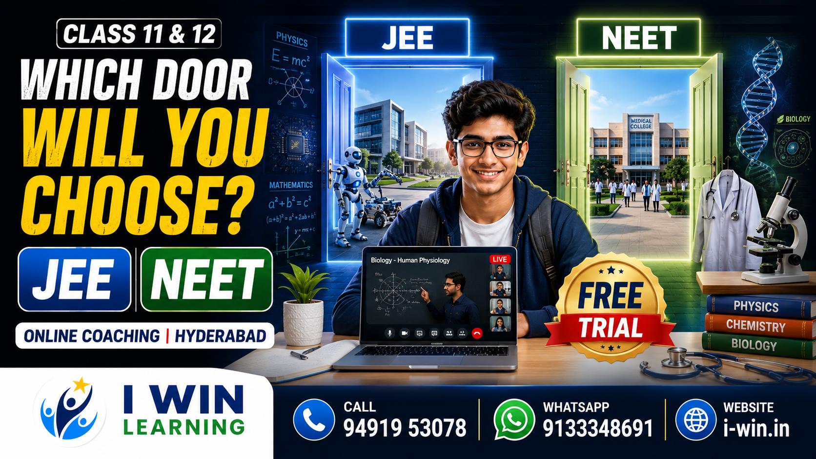 JEE NEET Online Coaching in Hyderabad for CBSE Class 11 & 12 | I WIN Learning