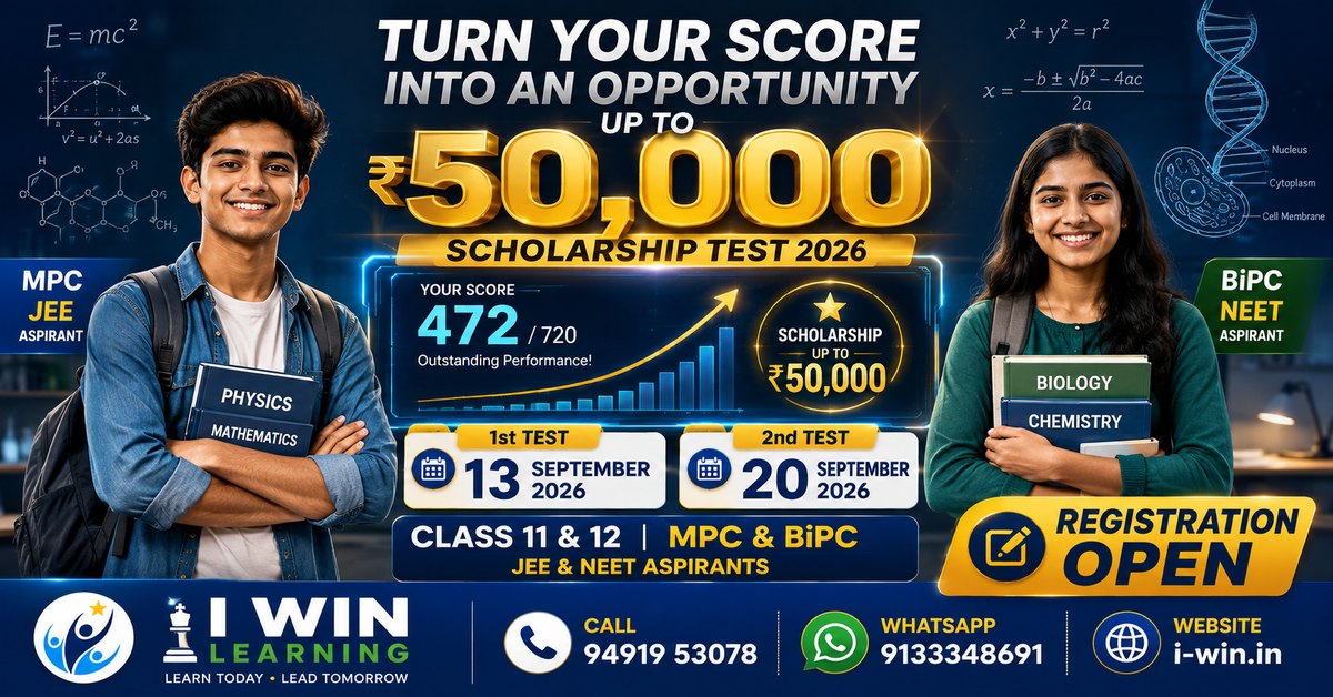 JEE NEET Scholarship Test 2026 for Class 11 & 12 | I WIN Learning
